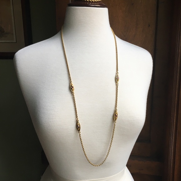 Two-Tone Jewel Necklace, Renaissance Navette Links - Picture 6 of 9